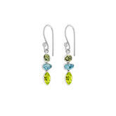 Designer Peridot Earrings Studded With Aquamarine, Tourmaline Pack of 1 (D70-6)
